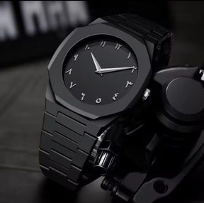 Black Aura Quartz Watch– Lightweight Design, Arabic Dial Black Aura Arabic Watch For Men– Trendy Fiber Plastic Timepiece With Arabic Numerals